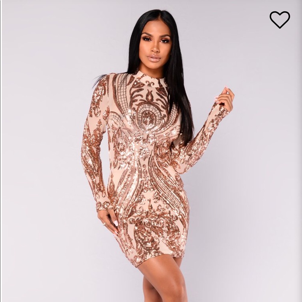 Fashion Nova - Talitha Sequin Dress - Rosegold